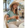 image:imageDokotoo Womens Summer Tops 2026 Colorblock V Neck Short Sleeve T Shirts Dressy Casual Clothes Vacation OutfitsGreen