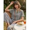 image:imageDokotoo Womens Summer Tops 2026 Colorblock V Neck Short Sleeve T Shirts Dressy Casual Clothes Vacation OutfitsGrey