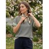 image:imageDokotoo Womens Summer Tops 2026 Colorblock V Neck Short Sleeve T Shirts Dressy Casual Clothes Vacation OutfitsGrey