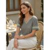 image:imageDokotoo Womens Summer Tops 2026 Colorblock V Neck Short Sleeve T Shirts Dressy Casual Clothes Vacation OutfitsGrey