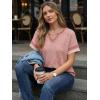 image:imageDokotoo Womens Summer Tops 2026 Colorblock V Neck Short Sleeve T Shirts Dressy Casual Clothes Vacation OutfitsPink