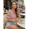 image:imageDokotoo Womens Summer Tops 2026 Colorblock V Neck Short Sleeve T Shirts Dressy Casual Clothes Vacation OutfitsPink