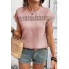 image:imageDokotoo Womens Summer Tops 2026 Crewneck Short Sleeve Hollow Out TShirts Casual Loose Solid Color Blouses ShirtsLight Pink