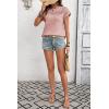 image:imageDokotoo Womens Summer Tops 2026 Crewneck Short Sleeve Hollow Out TShirts Casual Loose Solid Color Blouses ShirtsLight Pink