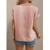 image:imageDokotoo Womens Summer Tops 2026 Crewneck Short Sleeve Hollow Out TShirts Casual Loose Solid Color Blouses ShirtsLight Pink