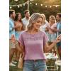 image:imageDokotoo Womens Summer Tops 2026 Crewneck Short Sleeve Hollow Out TShirts Casual Loose Solid Color Blouses ShirtsRose