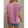 image:imageDokotoo Womens Summer Tops 2026 Crewneck Short Sleeve Hollow Out TShirts Casual Loose Solid Color Blouses ShirtsRose