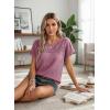 image:imageDokotoo Womens Summer Tops 2026 Crewneck Short Sleeve Hollow Out TShirts Casual Loose Solid Color Blouses ShirtsRose