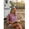image:imageDokotoo Womens Summer Tops 2026 Crewneck Short Sleeve Hollow Out TShirts Casual Loose Solid Color Blouses ShirtsRose