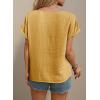 image:imageDokotoo Womens Summer Tops 2026 Crewneck Short Sleeve Hollow Out TShirts Casual Loose Solid Color Blouses ShirtsYellow