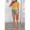 image:imageDokotoo Womens Summer Tops 2026 Crewneck Short Sleeve Hollow Out TShirts Casual Loose Solid Color Blouses ShirtsYellow