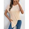 image:imageDokotoo Womens Summer Tops 2026 Crewneck Waffle Knit Cap Sleeve Shirts Casual Loose Twist Knot Tunic BlousesApricot