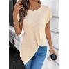 image:imageDokotoo Womens Summer Tops 2026 Crewneck Waffle Knit Cap Sleeve Shirts Casual Loose Twist Knot Tunic BlousesApricot