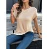 image:imageDokotoo Womens Summer Tops 2026 Crewneck Waffle Knit Cap Sleeve Shirts Casual Loose Twist Knot Tunic BlousesApricot