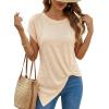 image:imageDokotoo Womens Summer Tops 2026 Crewneck Waffle Knit Cap Sleeve Shirts Casual Loose Twist Knot Tunic BlousesApricot