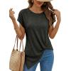image:imageDokotoo Womens Summer Tops 2026 Crewneck Waffle Knit Cap Sleeve Shirts Casual Loose Twist Knot Tunic BlousesBlack