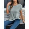 image:imageDokotoo Womens Summer Tops 2026 Crewneck Waffle Knit Cap Sleeve Shirts Casual Loose Twist Knot Tunic BlousesHaze Blue