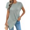 image:imageDokotoo Womens Summer Tops 2026 Crewneck Waffle Knit Cap Sleeve Shirts Casual Loose Twist Knot Tunic BlousesHaze Blue