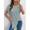image:imageDokotoo Womens Summer Tops 2026 Crewneck Waffle Knit Cap Sleeve Shirts Casual Loose Twist Knot Tunic BlousesHaze Blue
