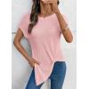 image:imageDokotoo Womens Summer Tops 2026 Crewneck Waffle Knit Cap Sleeve Shirts Casual Loose Twist Knot Tunic BlousesPink