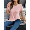 image:imageDokotoo Womens Summer Tops 2026 Crewneck Waffle Knit Cap Sleeve Shirts Casual Loose Twist Knot Tunic BlousesPink