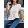 image:imageDokotoo Womens Summer Tops 2026 Crewneck Waffle Knit Cap Sleeve Shirts Casual Loose Twist Knot Tunic BlousesWhite