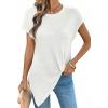 image:imageDokotoo Womens Summer Tops 2026 Crewneck Waffle Knit Cap Sleeve Shirts Casual Loose Twist Knot Tunic BlousesWhite