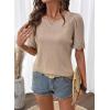 image:imageDokotoo Womens Summer Tops 2026 Hollow Out Lace Trim Short Sleeve TShirts Crewneck Casual Lightweight Basic Tee BlousesApricot