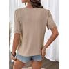 image:imageDokotoo Womens Summer Tops 2026 Hollow Out Lace Trim Short Sleeve TShirts Crewneck Casual Lightweight Basic Tee BlousesApricot