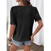 image:imageDokotoo Womens Summer Tops 2026 Hollow Out Lace Trim Short Sleeve TShirts Crewneck Casual Lightweight Basic Tee BlousesBlack