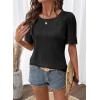 image:imageDokotoo Womens Summer Tops 2026 Hollow Out Lace Trim Short Sleeve TShirts Crewneck Casual Lightweight Basic Tee BlousesBlack