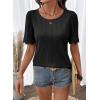 image:imageDokotoo Womens Summer Tops 2026 Hollow Out Lace Trim Short Sleeve TShirts Crewneck Casual Lightweight Basic Tee BlousesBlack