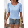 image:imageDokotoo Womens Summer Tops 2026 Hollow Out Lace Trim Short Sleeve TShirts Crewneck Casual Lightweight Basic Tee BlousesBlue