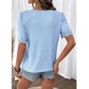 image:imageDokotoo Womens Summer Tops 2026 Hollow Out Lace Trim Short Sleeve TShirts Crewneck Casual Lightweight Basic Tee BlousesBlue