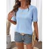 image:imageDokotoo Womens Summer Tops 2026 Hollow Out Lace Trim Short Sleeve TShirts Crewneck Casual Lightweight Basic Tee BlousesBlue