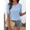 image:imageDokotoo Womens Summer Tops 2026 Hollow Out Lace Trim Short Sleeve TShirts Crewneck Casual Lightweight Basic Tee BlousesBlue