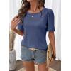 image:imageDokotoo Womens Summer Tops 2026 Hollow Out Lace Trim Short Sleeve TShirts Crewneck Casual Lightweight Basic Tee BlousesNavy