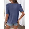 image:imageDokotoo Womens Summer Tops 2026 Hollow Out Lace Trim Short Sleeve TShirts Crewneck Casual Lightweight Basic Tee BlousesNavy