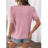 image:imageDokotoo Womens Summer Tops 2026 Hollow Out Lace Trim Short Sleeve TShirts Crewneck Casual Lightweight Basic Tee BlousesPink