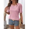 image:imageDokotoo Womens Summer Tops 2026 Hollow Out Lace Trim Short Sleeve TShirts Crewneck Casual Lightweight Basic Tee BlousesPink