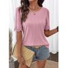 image:imageDokotoo Womens Summer Tops 2026 Hollow Out Lace Trim Short Sleeve TShirts Crewneck Casual Lightweight Basic Tee BlousesPink