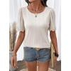 image:imageDokotoo Womens Summer Tops 2026 Hollow Out Lace Trim Short Sleeve TShirts Crewneck Casual Lightweight Basic Tee BlousesWhite