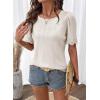 image:imageDokotoo Womens Summer Tops 2026 Hollow Out Lace Trim Short Sleeve TShirts Crewneck Casual Lightweight Basic Tee BlousesWhite