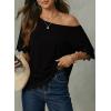 image:imageDokotoo Womens Summer Tops 2026 Oversized Short Sleeve Shirts Casual Loose Lace Patchwork Tshirt Fashion OutfitsBlack