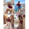 image:imageDokotoo Womens Summer Tops 2026 Oversized Short Sleeve Shirts Casual Loose Lace Patchwork Tshirt Fashion OutfitsBurgundy