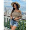 image:imageDokotoo Womens Summer Tops 2026 Oversized Short Sleeve Shirts Casual Loose Lace Patchwork Tshirt Fashion OutfitsKhaki