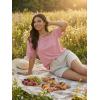 image:imageDokotoo Womens Summer Tops 2026 Oversized Short Sleeve Shirts Casual Loose Lace Patchwork Tshirt Fashion OutfitsPink