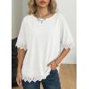 image:imageDokotoo Womens Summer Tops 2026 Oversized Short Sleeve Shirts Casual Loose Lace Patchwork Tshirt Fashion OutfitsWhite