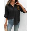 image:imageDokotoo Womens Summer Tops Casual Button Down Long Sleeve Shirts for Women Loose Soft Cotton Hollow Out BlousesBlack