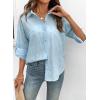 image:imageDokotoo Womens Summer Tops Casual Button Down Long Sleeve Shirts for Women Loose Soft Cotton Hollow Out BlousesBlue